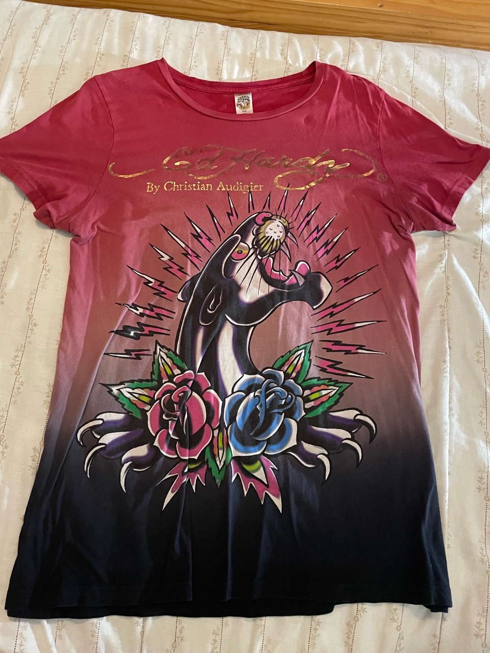 Vintage Ed Hardy Black Panther by Christian Audigier shirt tee 1X XL Extra Large